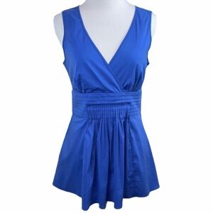 BCBGMAxAzria Chambra Blue V Neck Peplum Top XS